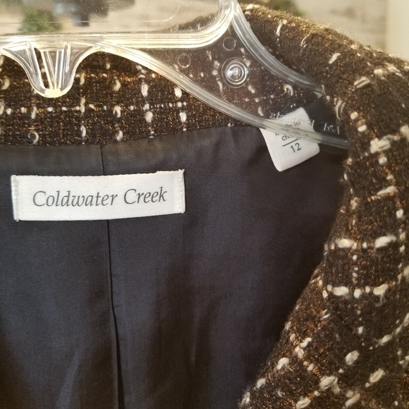 Coldwater Creek Brown Gold Tweed Button Jacket - Picture 7 of 8